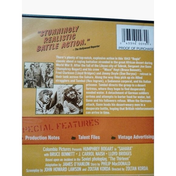Sahara WWII DVD Humphrey Bogart Columbia Drama Classics Action Film - Picture 5 of 8